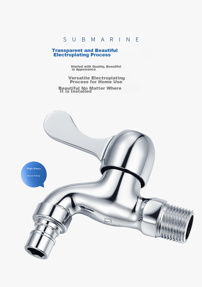 Submarine L1101 Copper Chrome-Plated Mop Sink Faucet, Four-Point Aerator, Ceramic Valve Core, Mop Sink Spout 6
