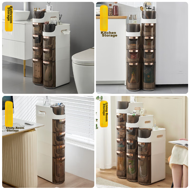JEKO&JEKO Bathroom Storage Rack, Floor-Standing Gap Organizer Cabinet, Toilet Storage Unit, No Drilling Required
