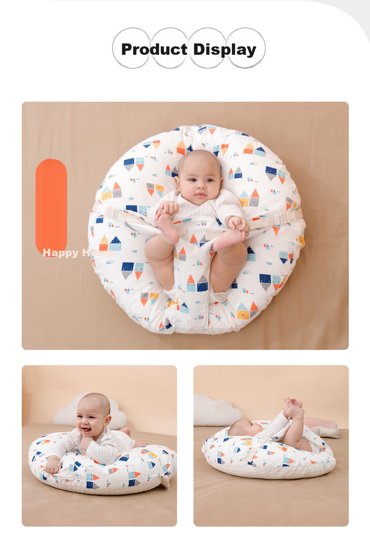 Xiqinbao Baby Anti-Reflux Inclined Pillow, Comforting Pillow, Newborn Nursing Pillow, 0-1 Year Old, Removable Inner Liner (Happy Home) 15