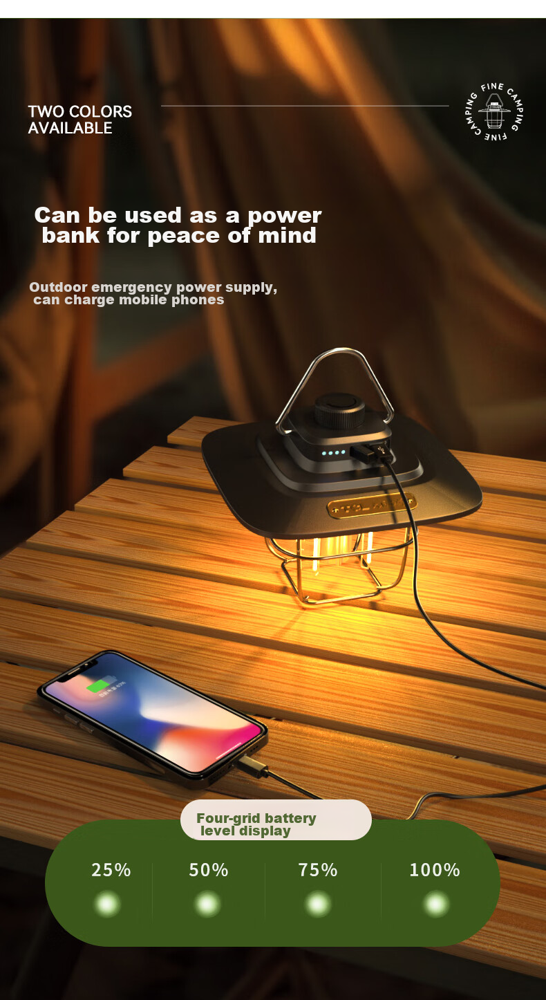 TCL Outdoor Camping Light, Retro Atmosphere Lamp, Long-Lasting Battery Life, Tent Lighting, LED Hanging And Handheld Lamp 6