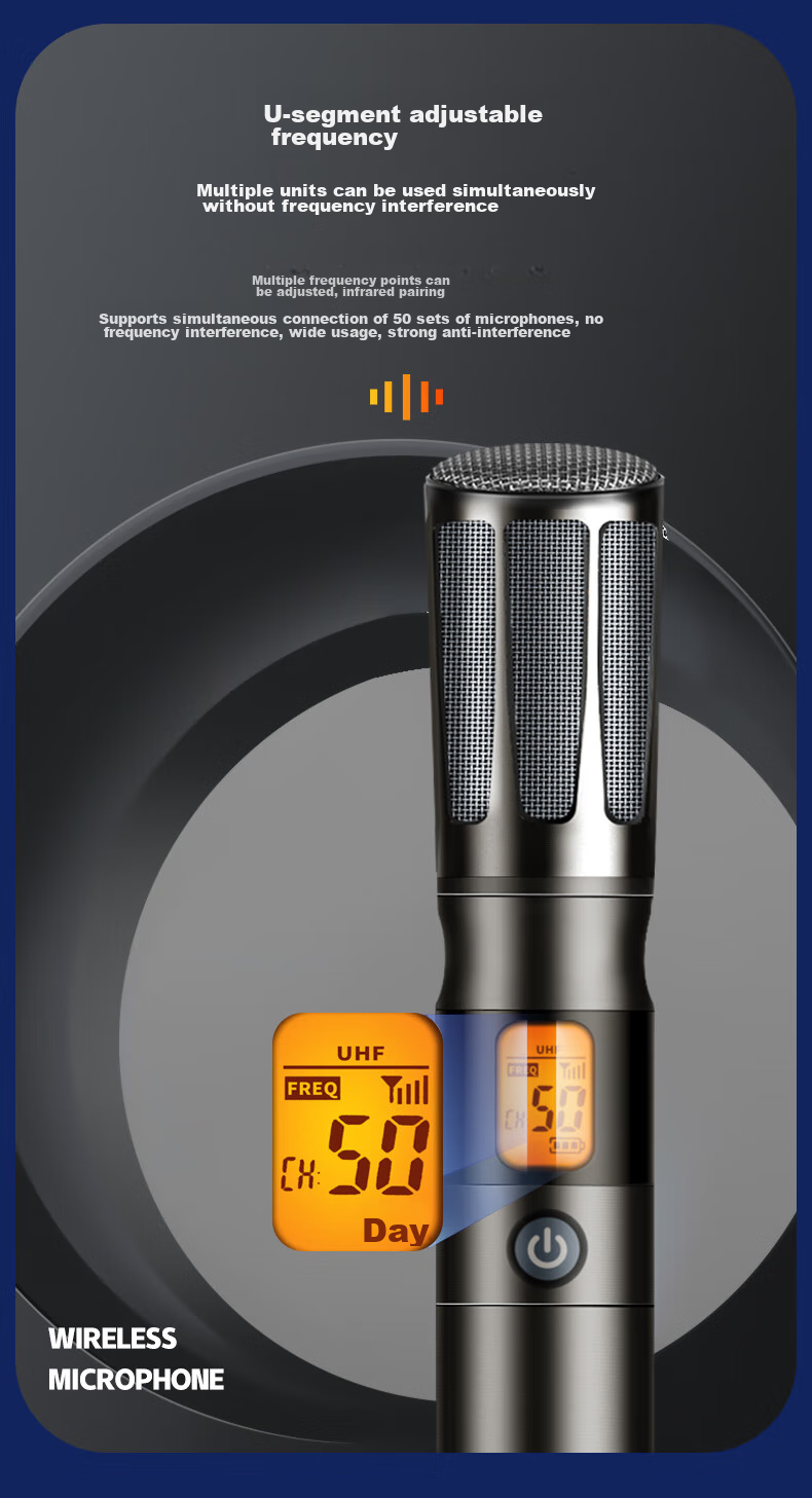 SAST Ok-126 Rechargeable Wireless Microphone U-Band Home KTV Singing Stage Hosting Speech Karaoke Meeting Speaker Amplifier FM Universal One-To Metal Microphone 4