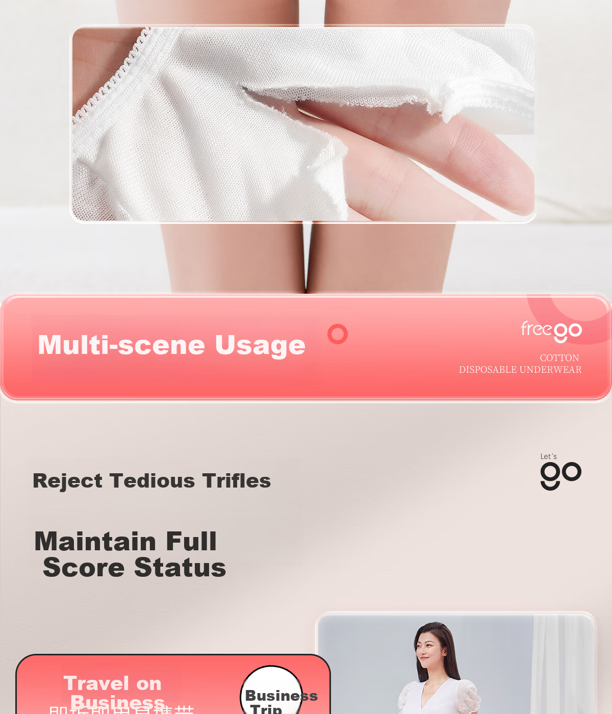 Freego Disposable Women's Pure Cotton Underwear, Sterile, No-Wash, for Travel, Pregnancy, Postpartum, Menstruation, Portable, Individually Packaged, XL 15