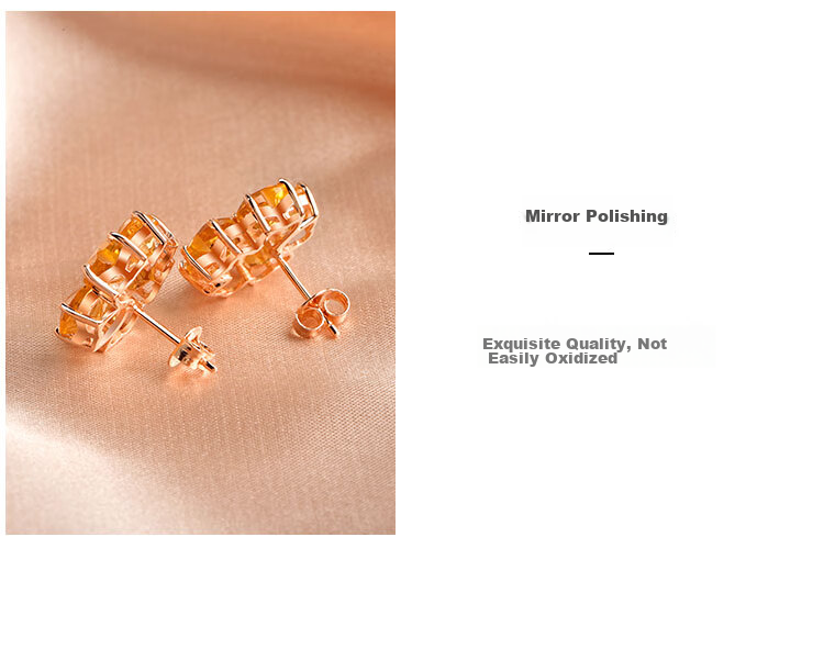 JOLEE S925 Silver Stud Earrings, Fashionable Luxury Yellow Crystal Heart-Shaped Colored Gemstone Jewelry, Gift for Women on May 20th And Mother's Day 5