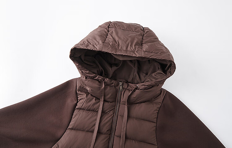Dme [Stay in The Sunroom] Winter Lightweight Hooded 90% Duck Down Patchwork Knit Air Layer Women's down Jacket 12