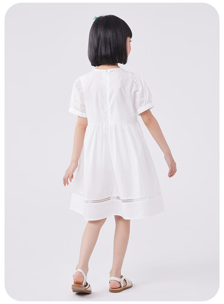QQ DUCK Girls' Dress, Children's Summer Princess Dress, Youth Skirt, Gift for Holidays And Performances, Formal Dress, White 14