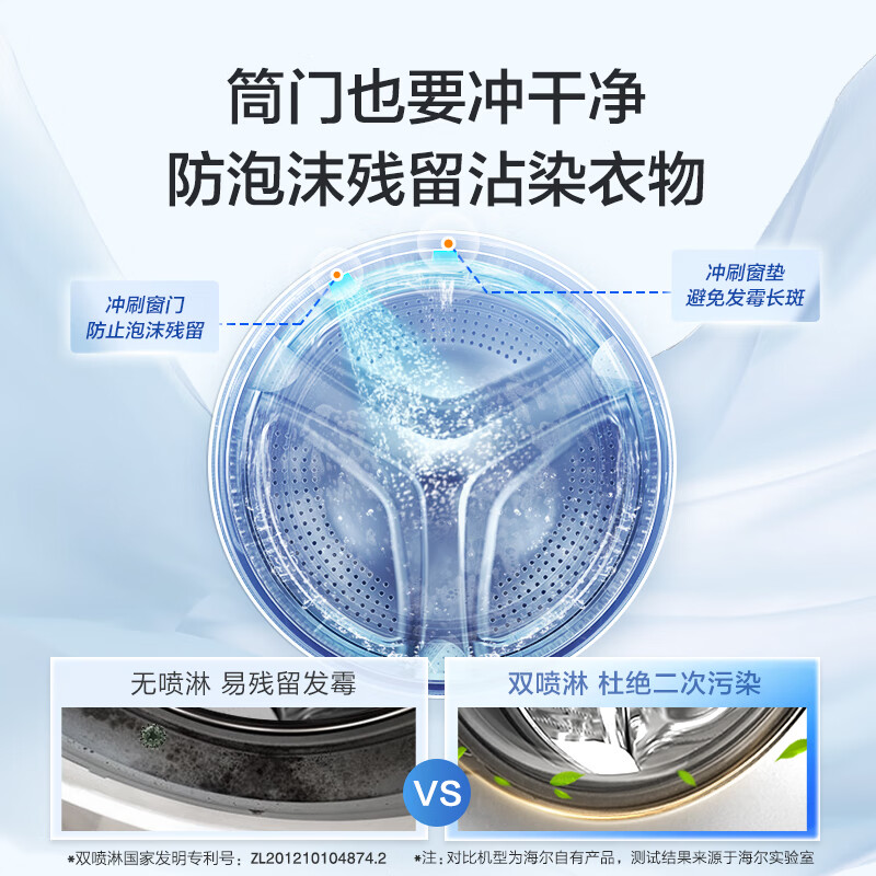 海尔（Haier）滚筒洗衣机全自动 洗烘一体机 10公斤大容量  超薄 双喷淋防残留 EG100HMATE28S【106C升级款】