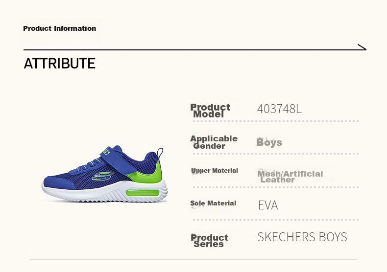 Skechers Children's Sports Shoes, Boys' Breathable Mesh Shoes, Fashionable Velcro Sneakers for Older Kids, Running Shoes 403748L 11