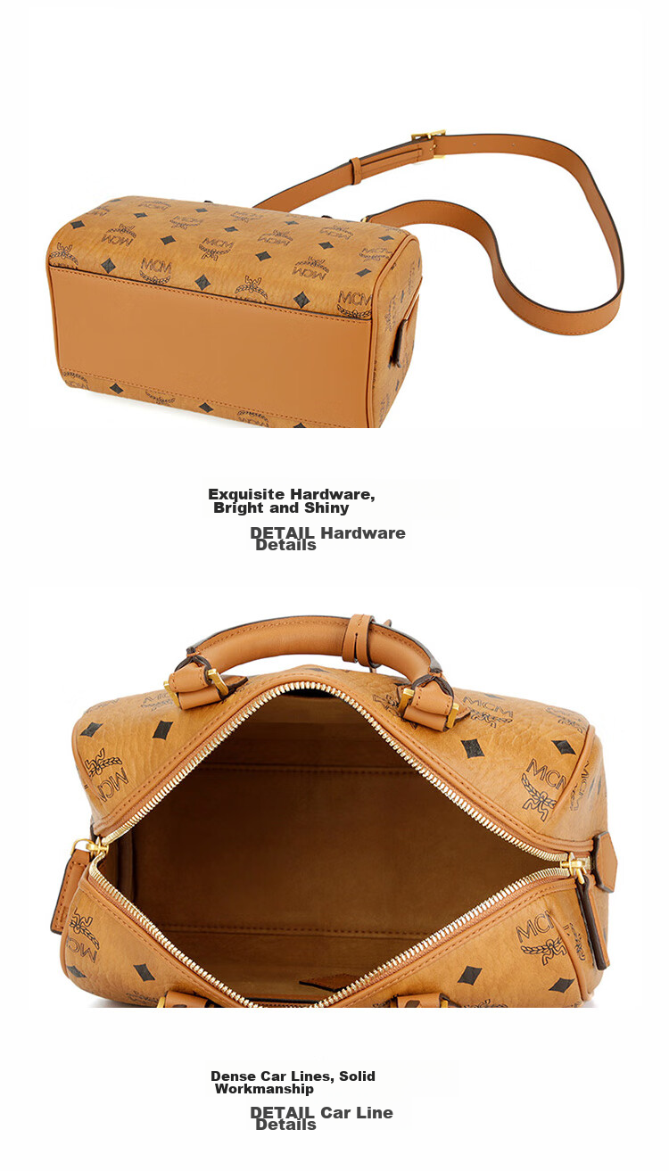 MCM ELLA Small Boston Bag, Handheld Crossbody Bag, Peach Blossom Pink Gift 8
