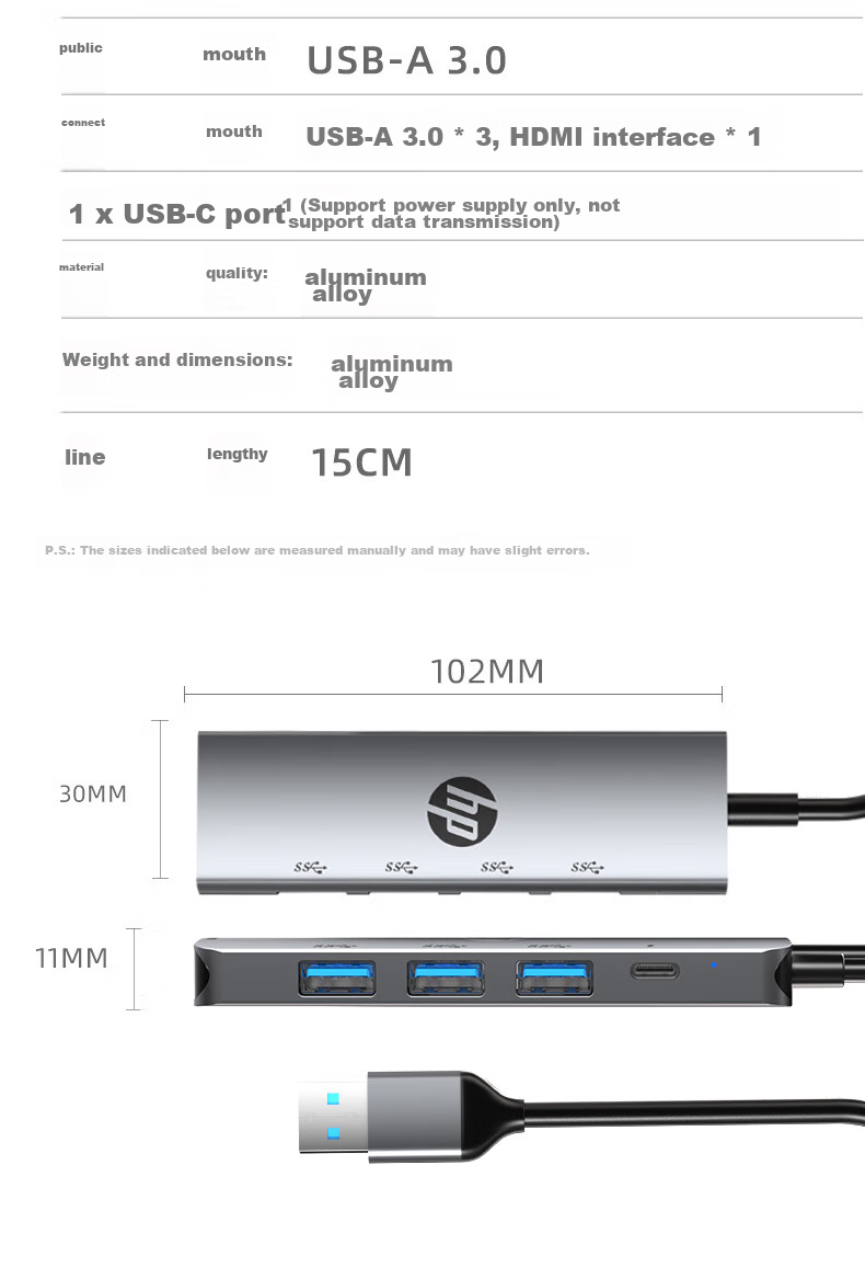 HP Type-C Expansion Dock, USB3.0 Hub, HDMI Converter, 100W PD Fast Charging Hub, for Phones, Computers And Laptops 15