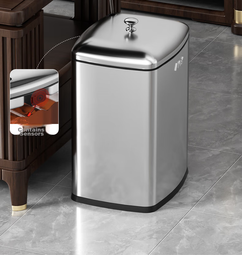 AKBK Stainless Steel Tea Water Bucket Trash Can, 8L Black Titanium Gold Tea Residue Bucket, Water Storage Bucket, Dry And Wet Separation Tea Waste Water Bucket 5