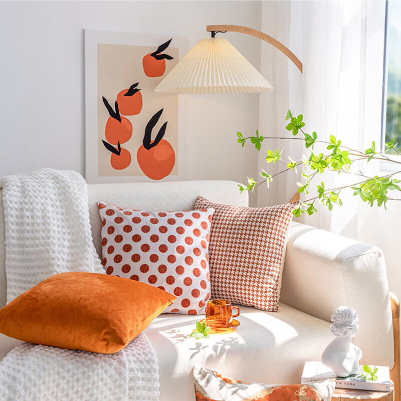AVIVI Sofa Cushion Cover Set, Backrest Pillow Covers without Inner Cushions, 45*45 Cm, Orange, 3-Piece Set