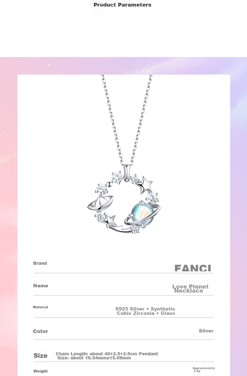 Fanci Romantic Planet Necklace for Women with Silver Planet Pendant, Luxurious High-End Birthday Gift for Girlfriend 4