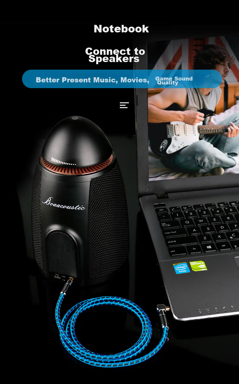 JIB Audiophile AUX Audio Cable, 3.5mm Male to Male Car Connection Cable, Phone Laptop MP34 Player to Headphones Desktop Speaker Cable BP-018 1 Meter 7