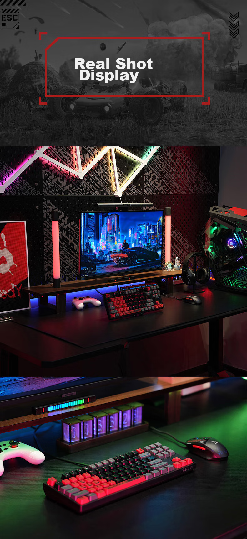 A4TECH T87 88-Key Mechanical Keyboard Wired Gaming Keyboard E-Sports Mechanical Keyboard Dedicated Optical Switches Keyboard Blood Hand Phantom Optical Switches Blood Red Wired 19