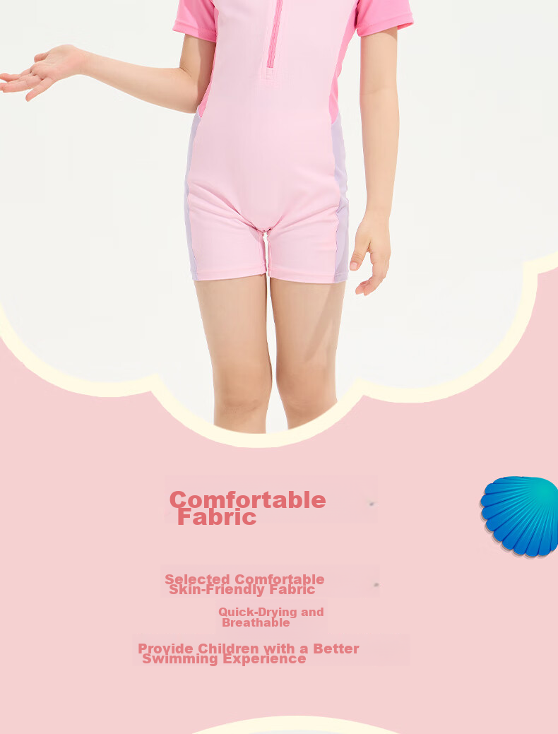 Li-Ning Children's Swimsuit, One-Piece Surfing Suit for Girls, Comfortable And Breathable, Suitable for Beach And Hot Springs, Swimwear 808, Light Pink, Size 160 7
