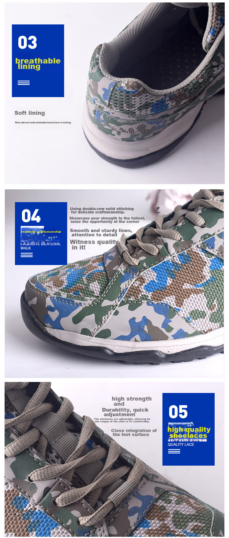 Andatong Camouflage Shoes, Training Shoes, Ultra-Light Rubber Shoes, Men's Running Shoes, Outdoor Sports Breathable Non-Slip Wear-Resistant Shock-Absorbing Shoes, Upgraded Canvas Style, Size 42 3