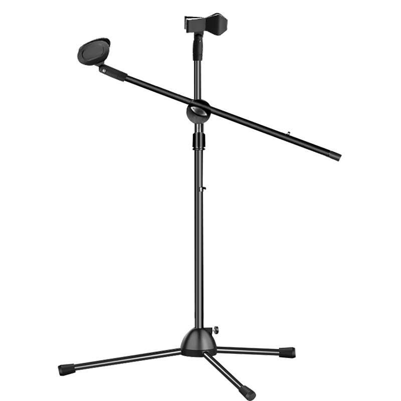 NINTAUS HY-103 Microphone Stand, Floor-Standing Live Streaming Steel Tube Extendable Tripod, Recording Stage Stand Equipment with Microphone Clamp, Premium Versio