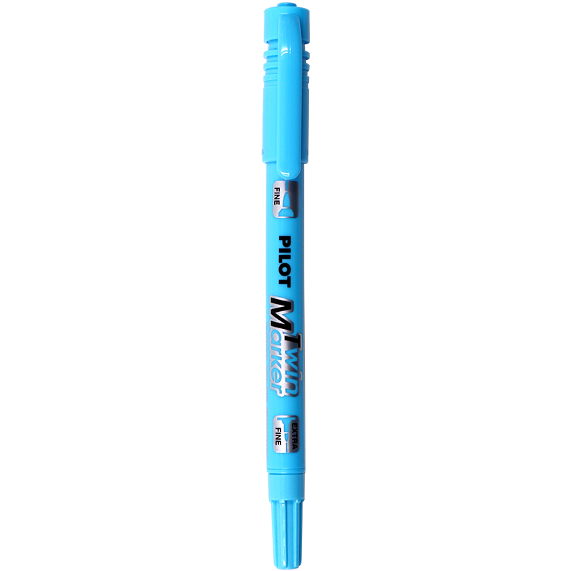 PILOT SCA-TM Dual-Tip Permanent Marker, Art-Specific, for Elementary School Students, Marking Pen, Outline Drawing Pen, Stationery Office Supplies, Light Blue Single Pe