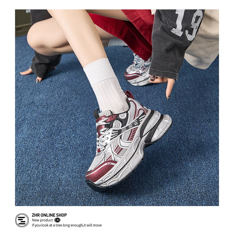 ZHR Women's Retro Dad Sneakers Thick Sole Height Increasing Casual Couple Shoes JT67 Black Size 37 13