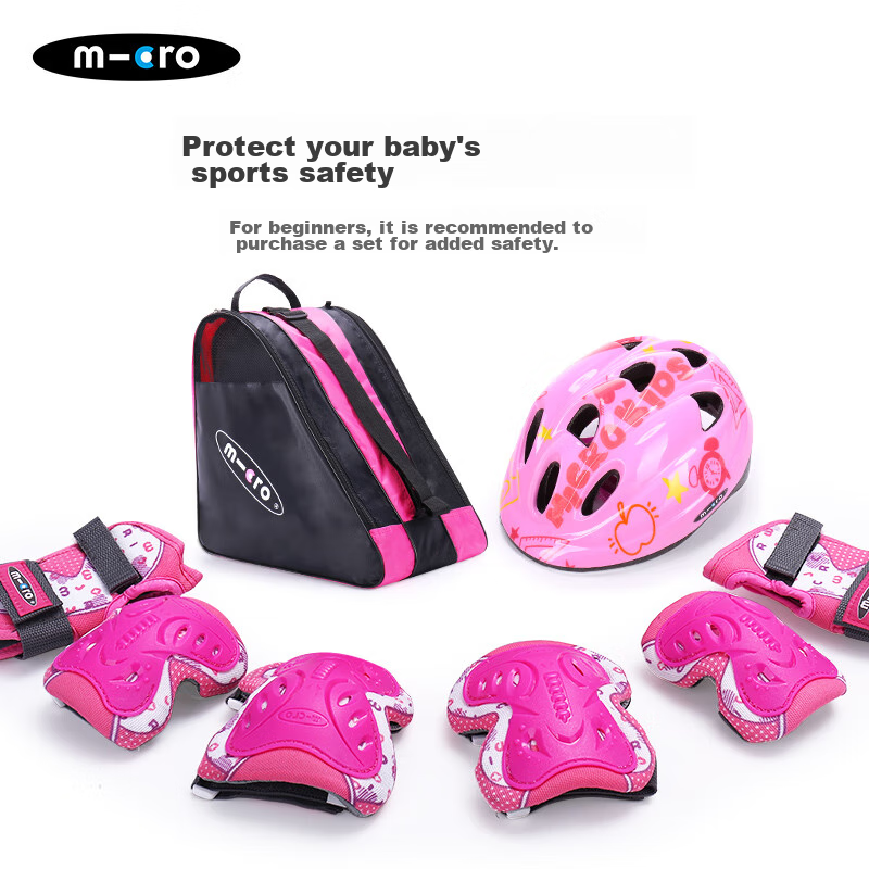Micro Ice Skates for Children, Boys And Girls, Micro Straight-Arrangement Roller Skates Suitable for Primary And Secondary School Students, X3 Pink Set Size S