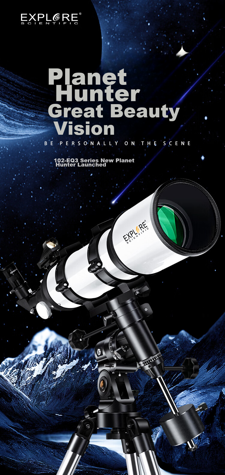 EXPLORE SCIENTIFIC Astronomical Telescope for Deep Space Stargazing, High Definition, High Magnification 10000x, Space Student Telescope 102eq 1