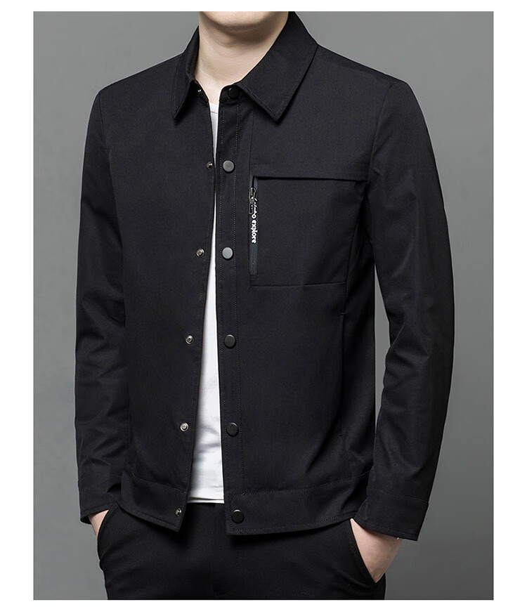 Aidengbao Edenbo Men's Business Jacket, Autumn And Winter Lapel Casual Hidden Button Jacket, Black, 190/104A(4XL) 8