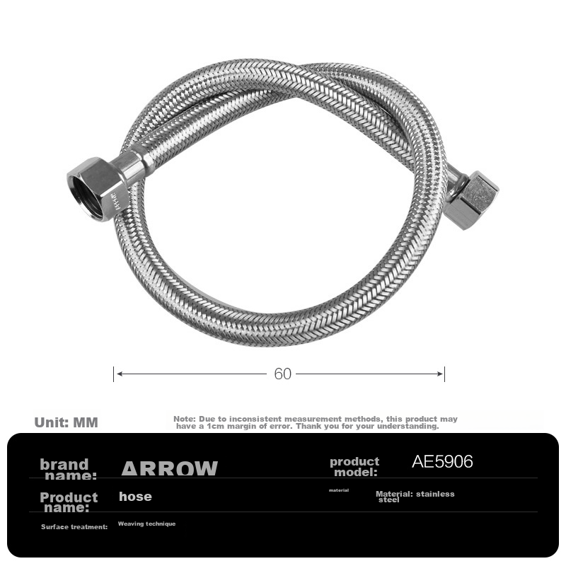 Гибкий шланг ARROW AE5906-1 для подключения сантехники, 60 см, нержавеющая сталь