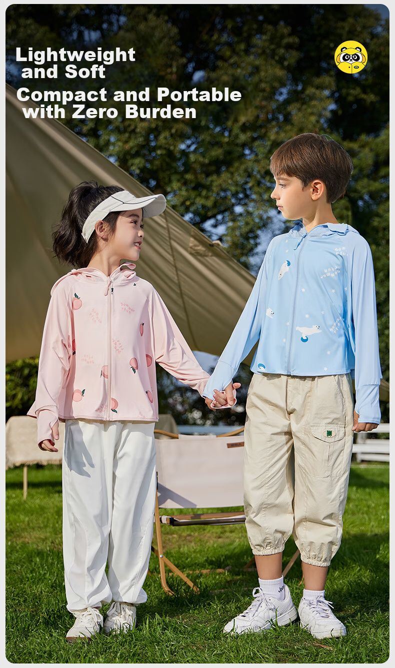 Moremerry Children's Sun Protection Clothing, Boys And Girls Sun Protection Garment, Summer Ice Silk Cool Feeling Baby Sun Protection Jacket Shawl, Peach Color, Size L 11