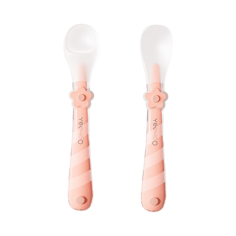 YEEHOO Silicone Spoon, Baby Food Feeding Spoon, Newborn Water Feeding Silicone Soft Spoon, Tableware for Feeding Milk Powder - Fresh Pink