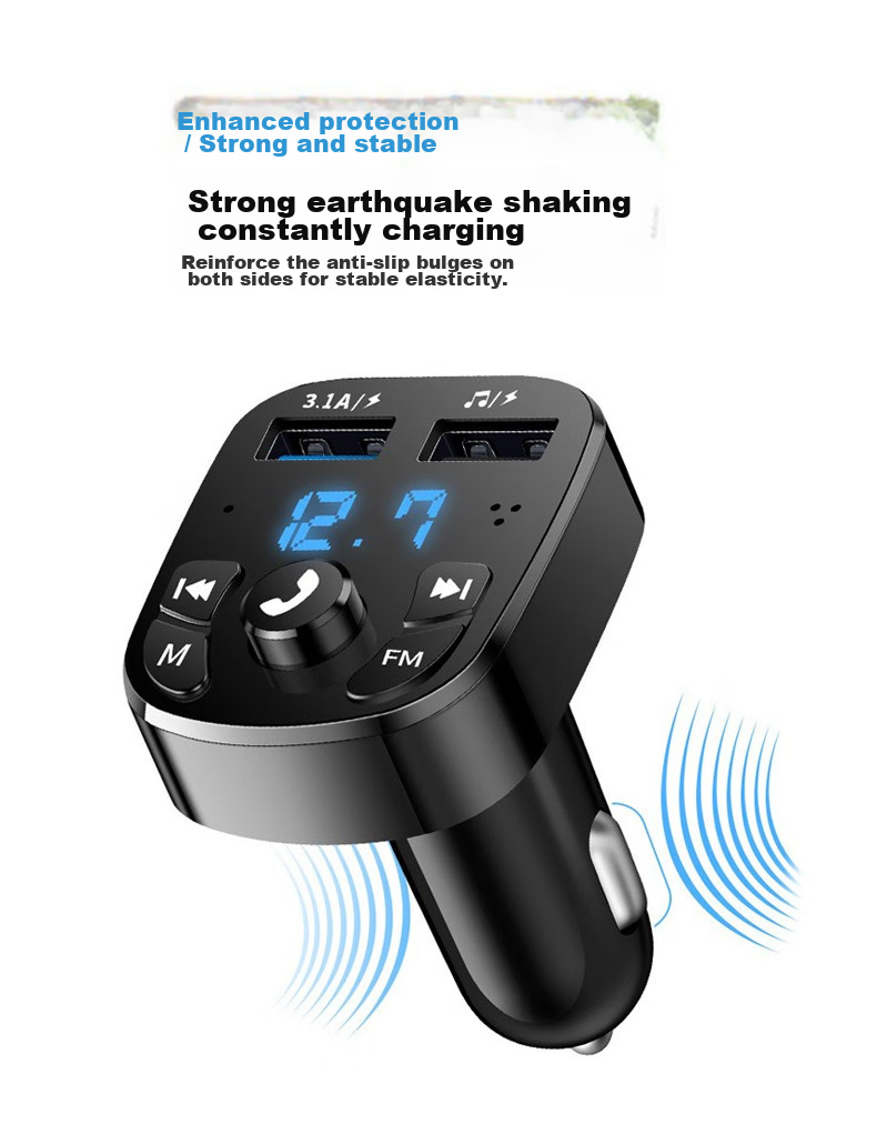 Zhunhang Car MP3 Bluetooth Player, USB Flash Drive Music Receiver, Three-In Data Cable, Apple Android Type-C Charging 13