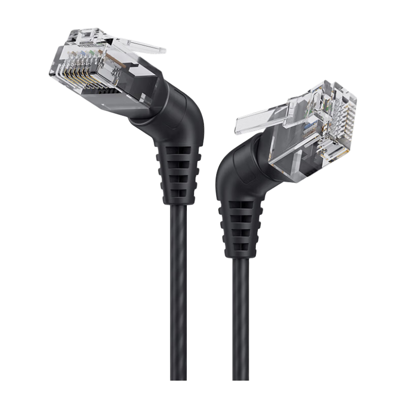 CABLE CREATION CL0373-G, Rotating Elbow, CAT6A Thin Cable, 10G Gigabit Patch Cord, 360-Degree Right Angle, Computer Broadband Network Connection Cable, 2m
