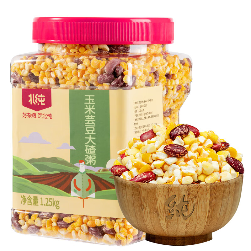 北纯 东北玉米芸豆大碴粥2.5斤/瓶（玉米碴芸豆杂粮笨粘大碴子粥）