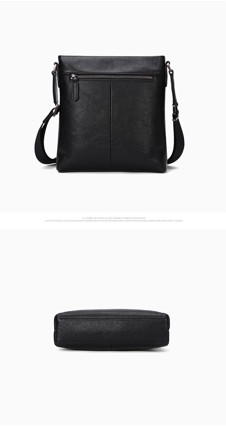 ELLE HOMME Business Men's Shoulder Bag, Top-Grain Leather Fashion Crossbody Bag, Large Capacity Vertical Men's Bag 01941 Black Birthday Gift for Boyfriend 11