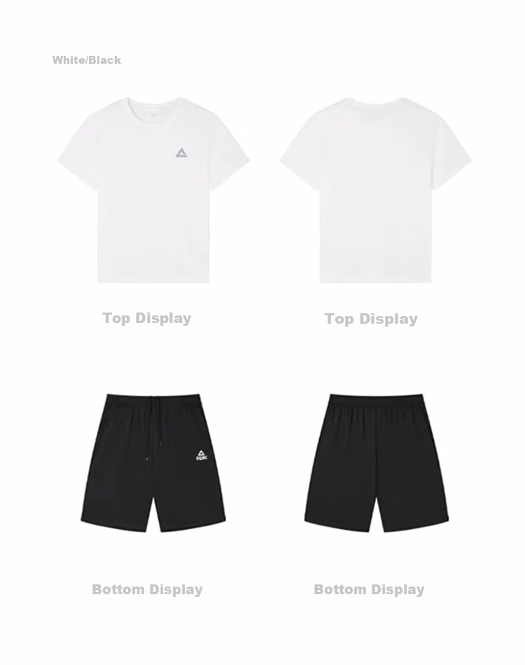 PEAK Sports Outfit Set for Men, Short-Sleeve Shorts, Summer Breathable Quick-Dry T-Shirt, Men's Running Casual Fitness Wear, Training Morning Jogging 16
