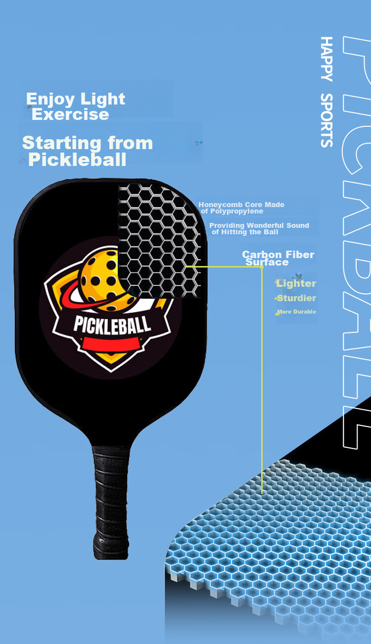 FEIHENG Pickleball Paddle Set, Carbon Fiber Ultra-Light, Two-Piece Set, Black And Yellow Color 5
