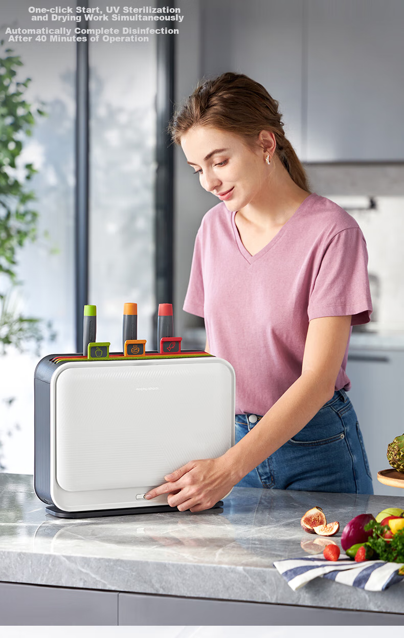 Morphyrichards Disinfection Knife Holder Third Generation, Classified Cutting Board, Knives, Chopping Board, Chopsticks, UV Sterilization And Drying All-In Machine, Six Knives Three Boards Set MR1002, One's Member 22