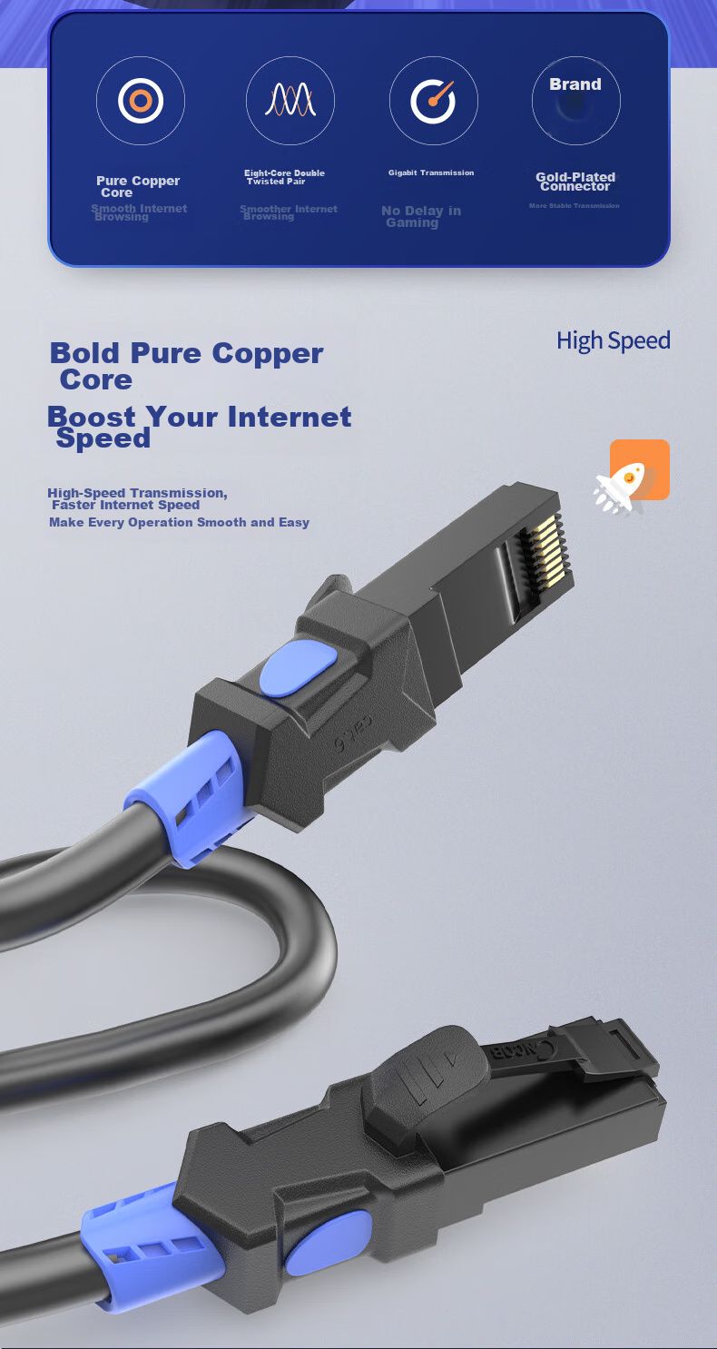 CNCOB Cat6 Ethernet Cable, Gigabit Unshielded 8-Core Twisted Pair Patch Cord for Home, Construction, Computer, Broadband, Surveillance Network Connection, 30 Meters 2