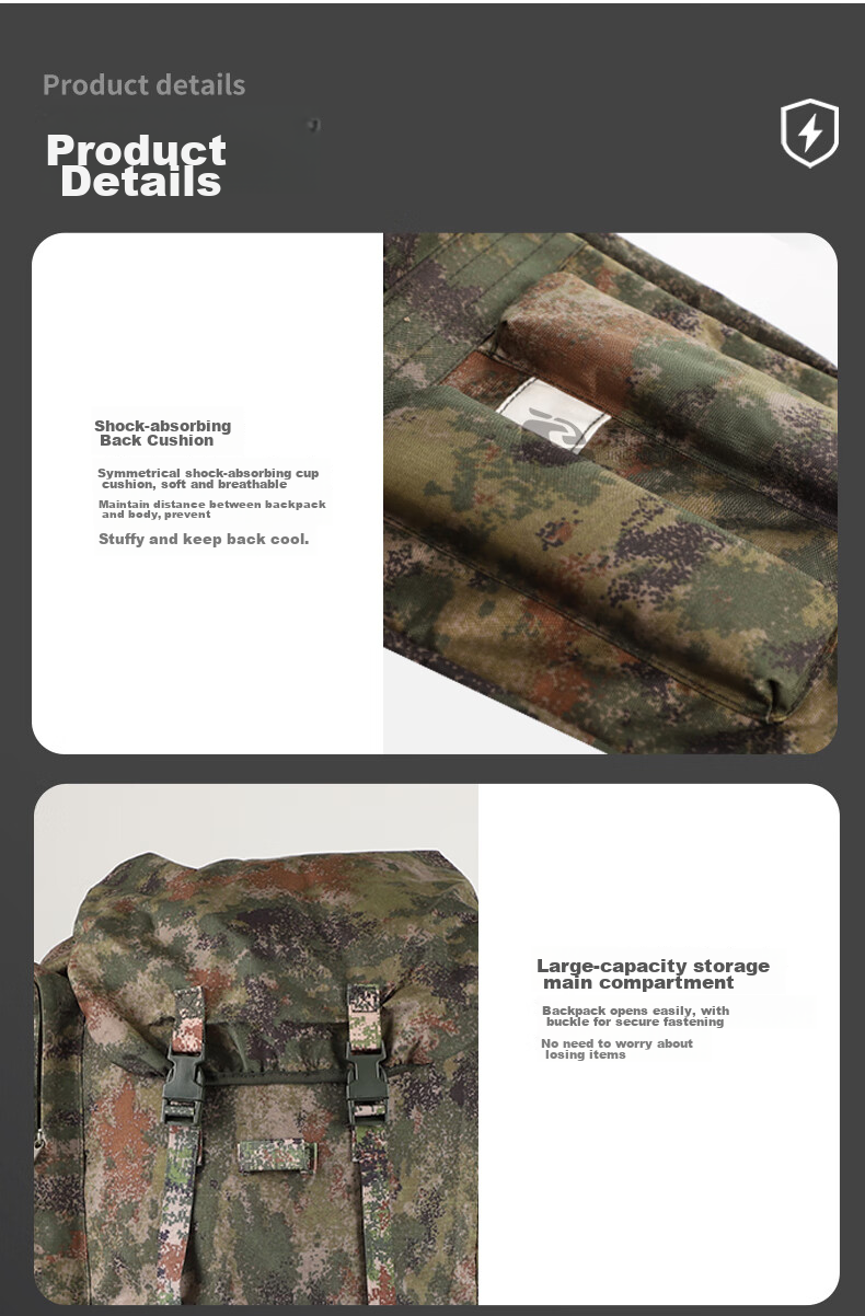 Jingantong 01b Backpack, Camouflage Rucksack, 75L Large Capacity, Cold Region Large Backpack, Jungle Starry Sky 7