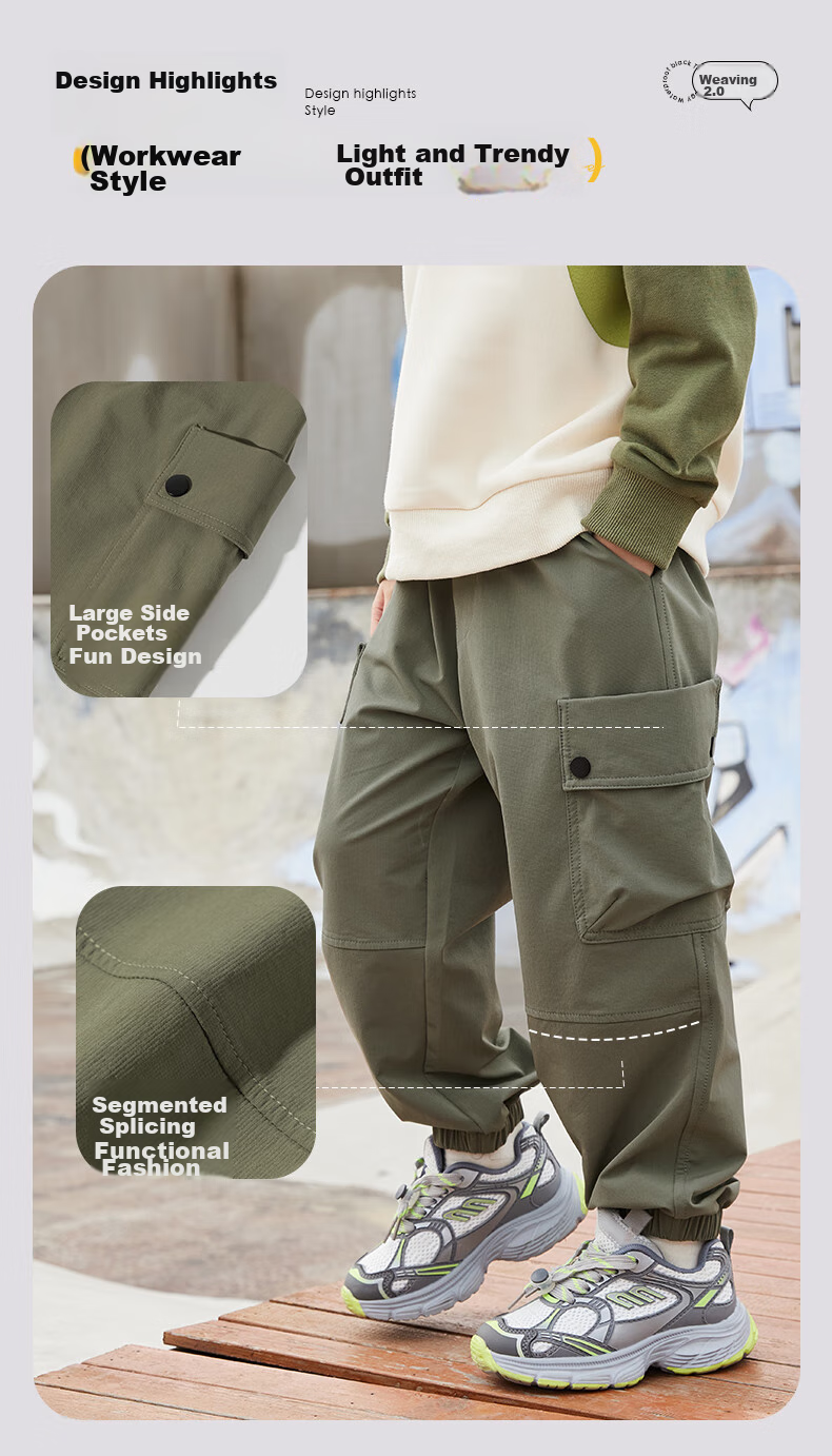 Baleno Children's Pants, Spring And Autumn 2026 Style, for Older Kids, Outdoor Waterproof Cargo Pants, Boys And Girls Sports Hiking Trousers 7