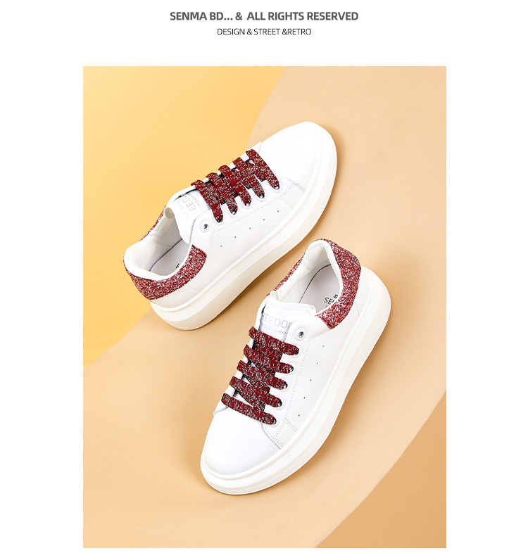 Senma Fashion Korean-Style Versatile Thick-Soled White Sneakers Breathable Comfortable Casual Shoes for Women 121134806 White Size 35 17