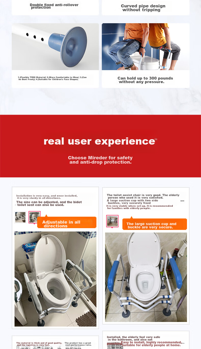 Meiruide Elderly Toilet Handrail Riser, Safety Handrail Support Frame, Bathroom Anti-Fall Device LQX050017-03 4