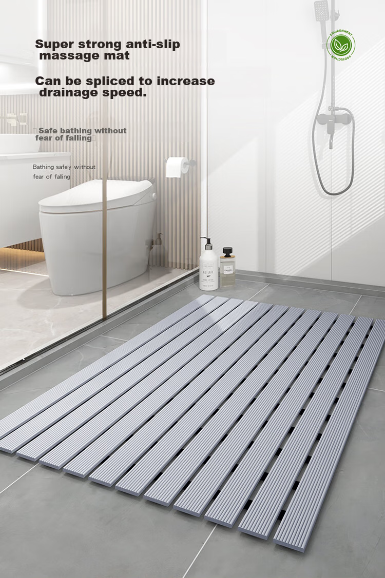 Huaxu Household Bathroom Non-Slip Mat, Shower Room Bathing Area Anti-Fall Floor Mat, Bathroom Washroom Toilet Water Barrier Waterproof Hollow Desig 1