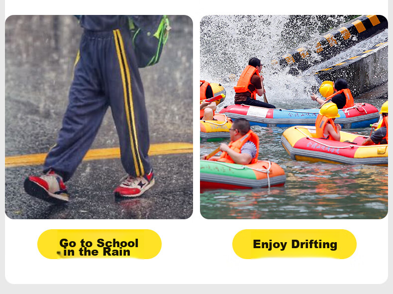 Moremerry Disposable Rain Shoe Covers, Waterproof Card-Style Outdoor Rafting Travel Portable Non-Slip Wear-Resistant Rain Boots, 7 Pairs Pack, Adult Versio 7