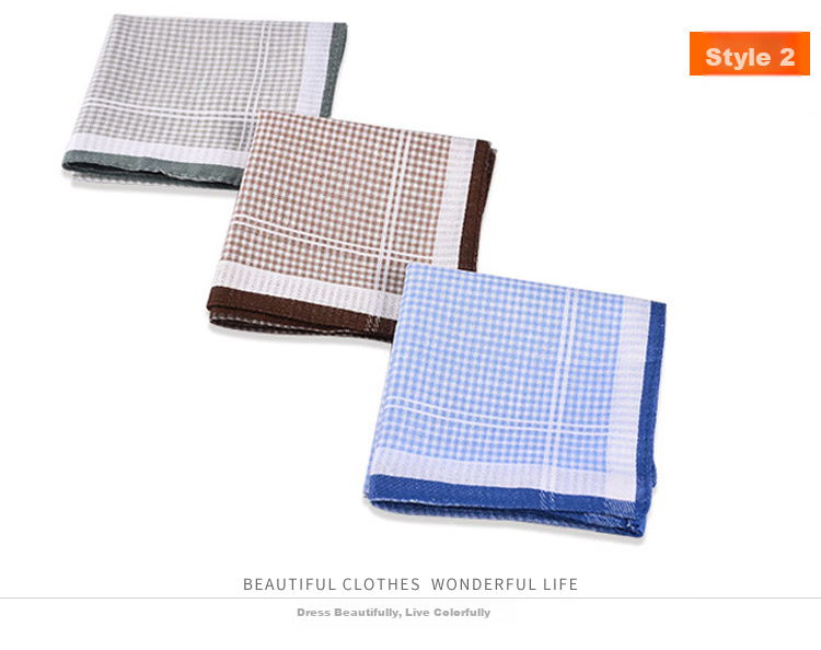 GLO-STORY 3-Pack Cotton Couple's Universal Handkerchief, Light Classic Style MSP014074 8