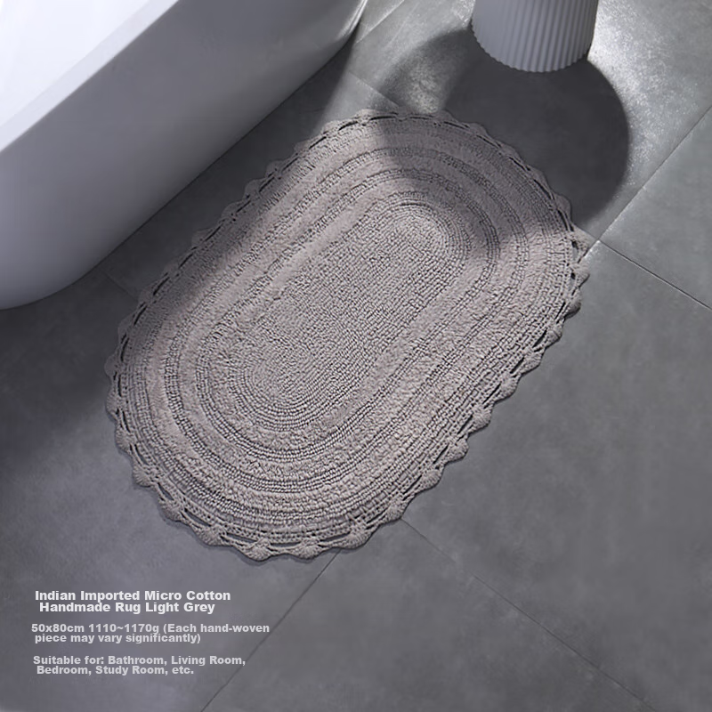 Amarelle Elegant Orchid Pure Cotton Non-Slip Floor Mat Bathroom Foot Mat Mat08 Light Gray (50*80cm)