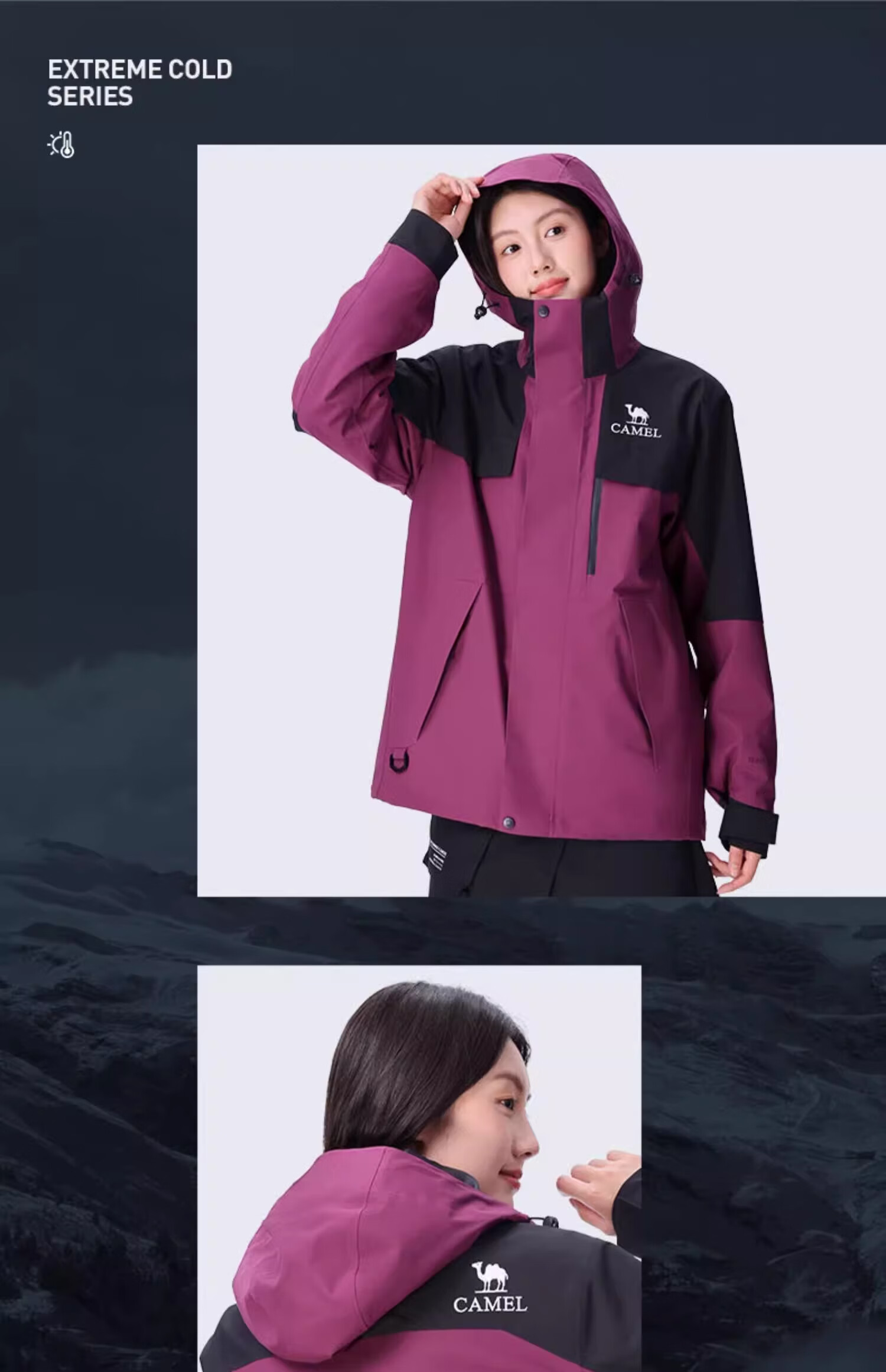CAMEL Outdoor 3-in-1 Detachable Waterproof Cold-Resistant Mountaineering Jacket O611 for Men and Women 23