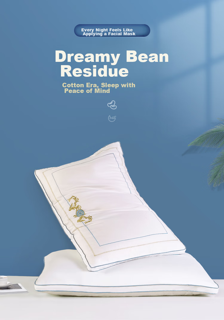 FUANNA Partition Pillow, Pure Cotton Cervical Pillow, Adult Sleeping Hotel Pillow Core, Upgraded Soybean Breathable Double Pillow, 66*43cm 1
