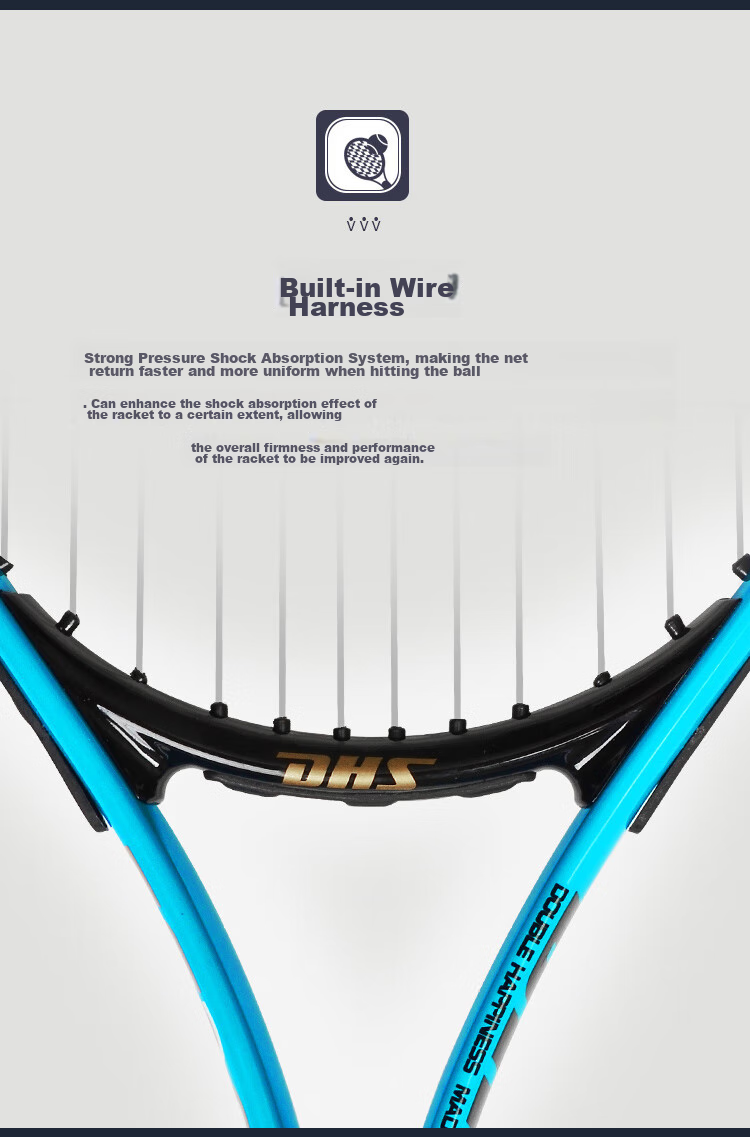 DHS Tennis Racket, Aluminum Alloy Pair, for Men And Women Training, ES2900 Blue Pair 7
