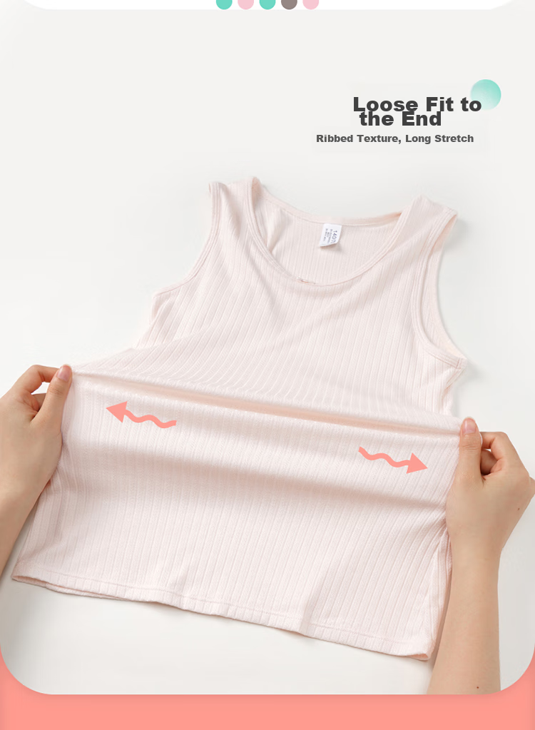 Jiusuiban Children's Vest for Girls, Puberty Bra for Teenagers, Thin Mesh Breathable 2-In Long Vest for Older Childre 6