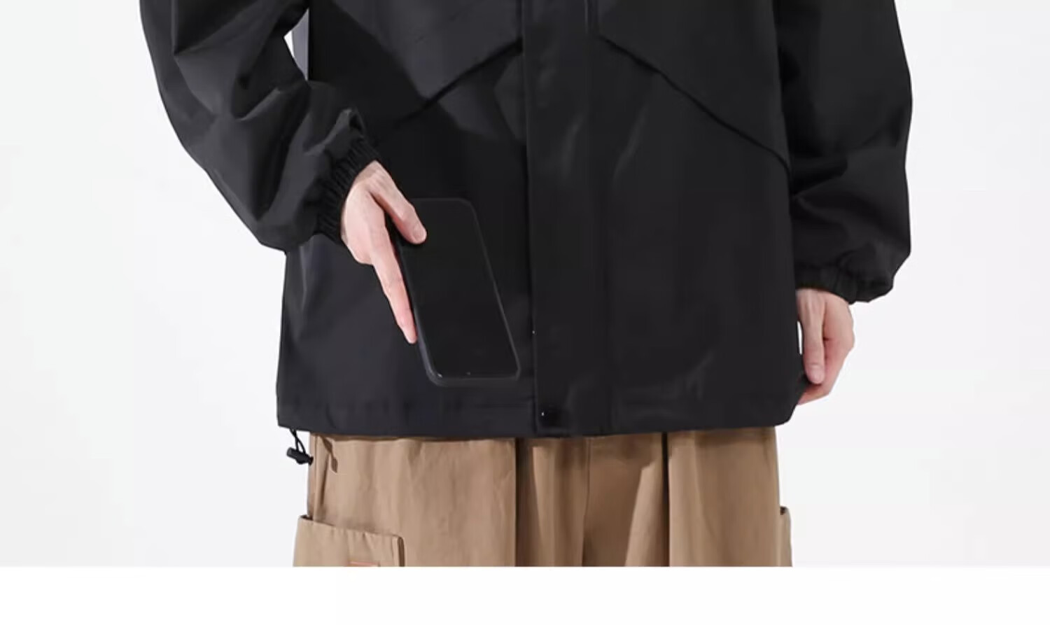 Dingfengbaoluo Men's Jacket, Spring Hooded Casual Workwear, Trendy Mountain-Style Outerwear for Young Men, JK021 Black, Size M 10